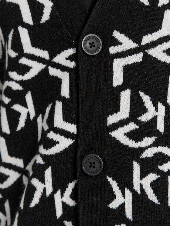 Karl Lagerfeld Jeans KARL LAGERFELD Kardigan Klj Monogram Jacquard Cardigan 236D2050 Czarny Regular Fit