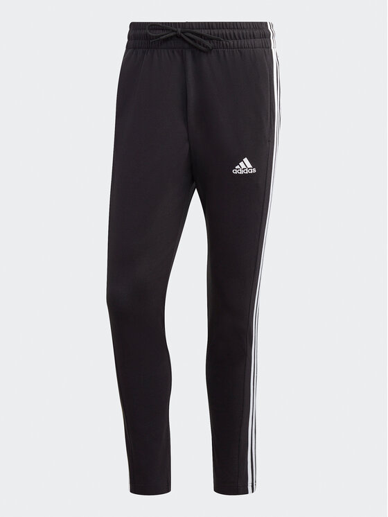 adidas adidas Долнище анцуг Essentials Single Jersey Tapered Open Hem 3-Stripes Joggers IC0044 Черен Regular Fit