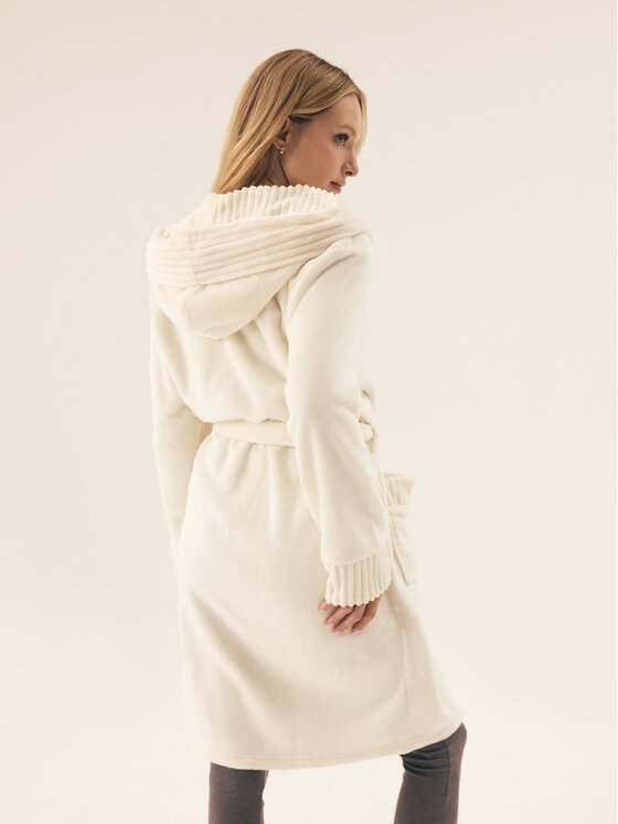Esotiq Esotiq Szlafrok 42417 Kremowy Relaxed Fit