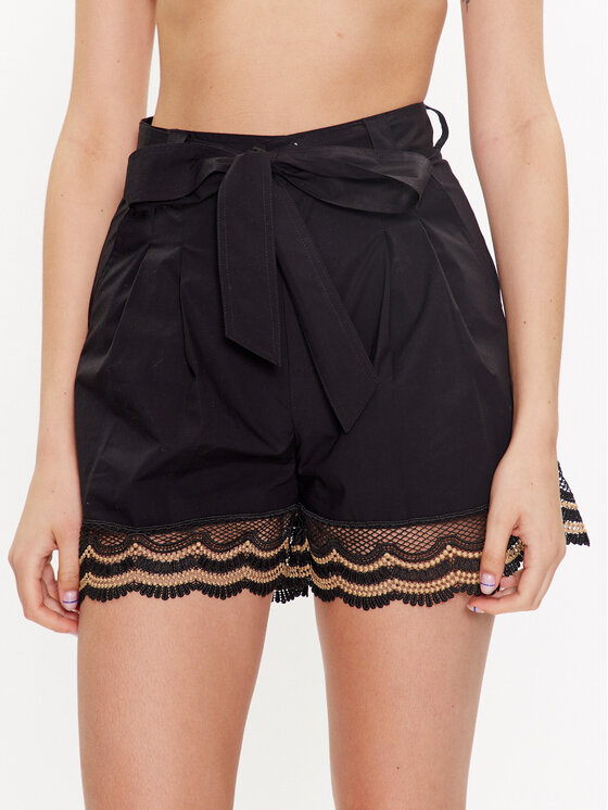 TWINSET Bavlnené šortky 231TT2126 Čierna Regular Fit