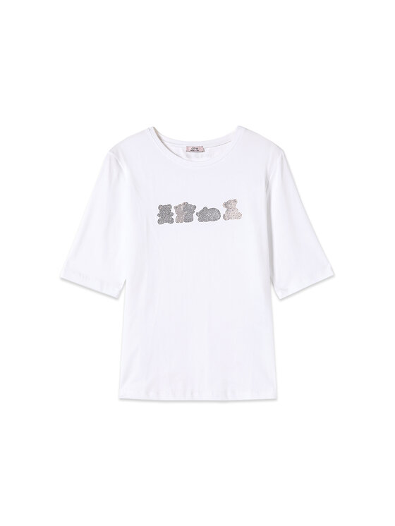 Oltre Oltre T-Shirt G078J004677N021 Biały Regular Fit