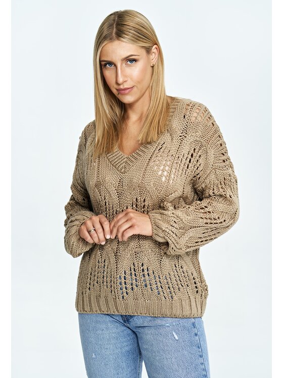 Sweter FIGL, Brązowy, M910