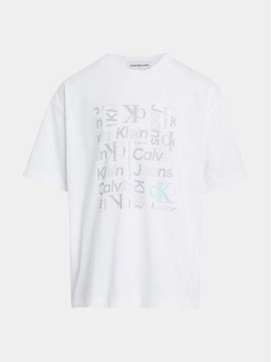 Calvin Klein Jeans Calvin Klein Jeans Tricou Inst Ck Aop IB0IB02106 Alb Boxy Fit