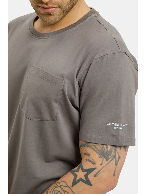 Cross Jeans Cross Jeans T-Shirt 16155-021 Szary Regular Fit