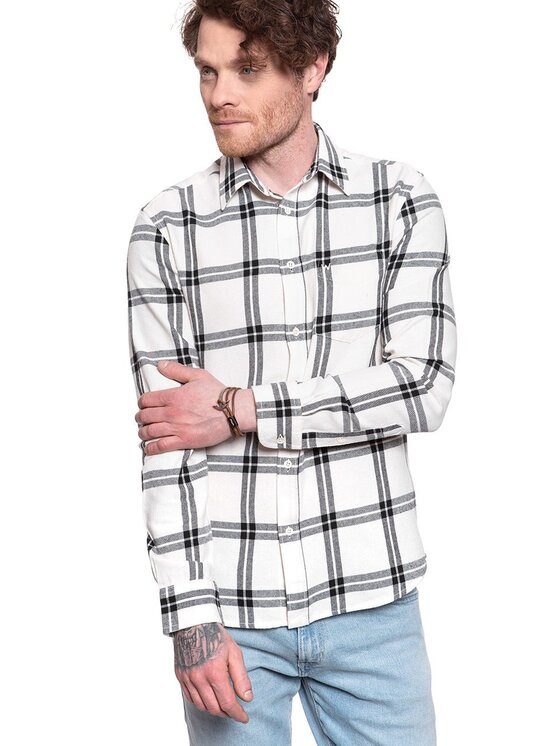 Wrangler Wrangler Camicia LS 1 PKT SHIRT Bianco Regular Fit