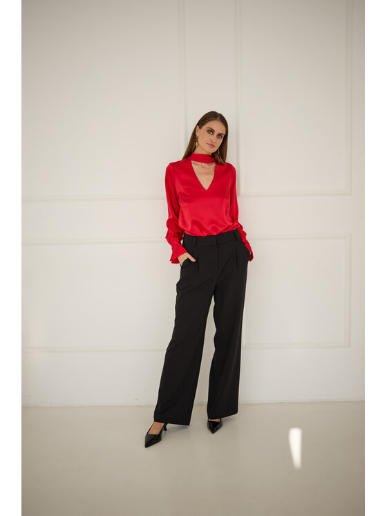 Entelier Entelier Bluzka z wiązaniem Czerwony Relaxed Fit