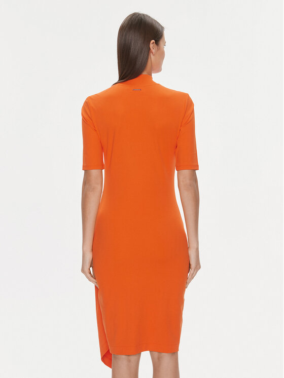 Calvin Klein Calvin Klein Rochie de zi Stretch Jersey Asymmetric Dress K20K206498 Portocaliu Slim Fit