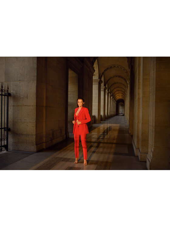 Chérir Paris Chérir Paris Spodnie garniturowe z trenem Czerwony Slim Fit