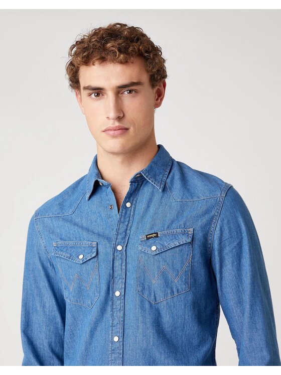 Wrangler Wrangler Koszula LS WESTERN SHIRT Niebieski Regular Fit