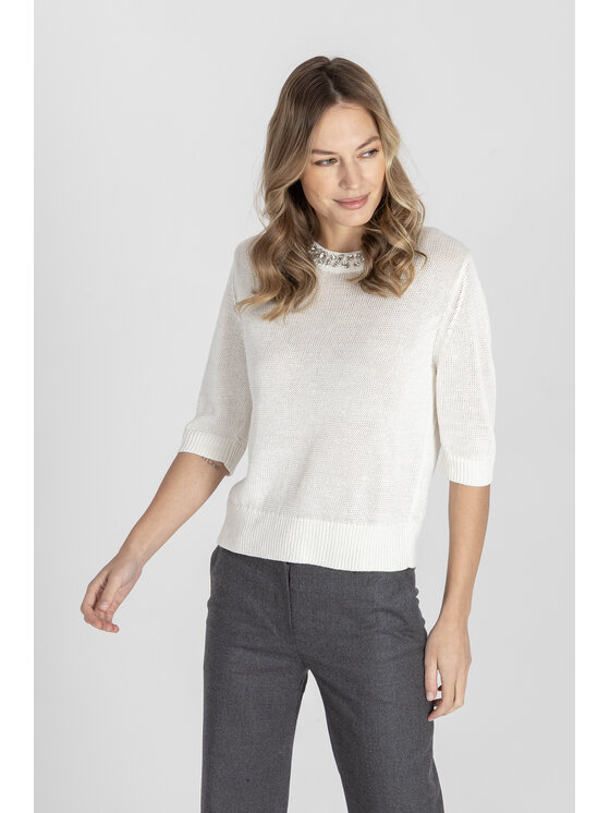 Deni Cler Milano Deni Cler Milano Sweter T-DC-S207-F2-60-11-1 Biały Regular Fit