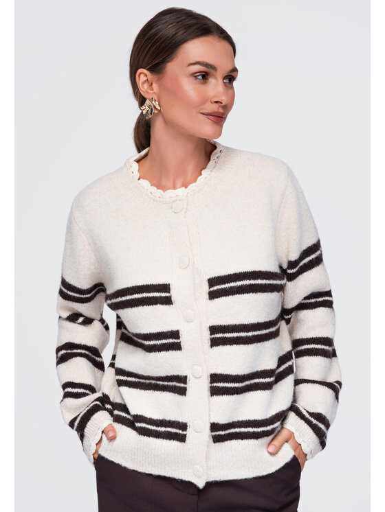 Ombre Ombre Sweter OW-SW-E0009 Beżowy Relaxed Fit