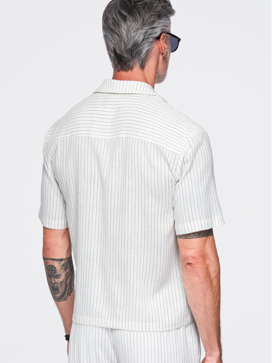 Ombre Ombre Koszula OM-SHSS-0222 Biały Boxy Fit
