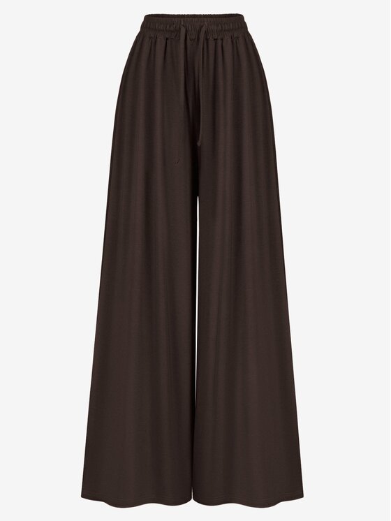 Le Collet Le Collet Spodnie materiałowe TONIA Brązowy ciemny Wide Leg
