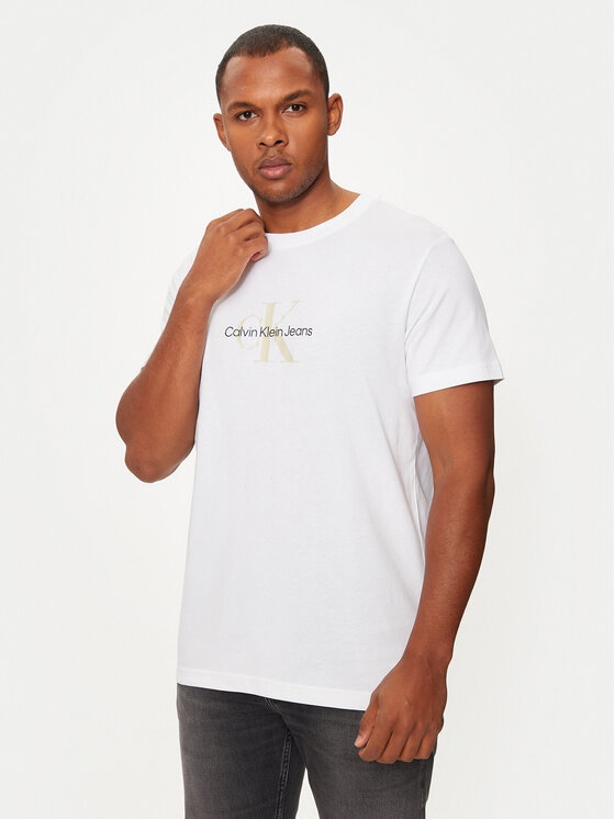 Calvin Klein Jeans Calvin Klein Jeans Tričko Distressed Monologo J30J326863 Biela Regular Fit