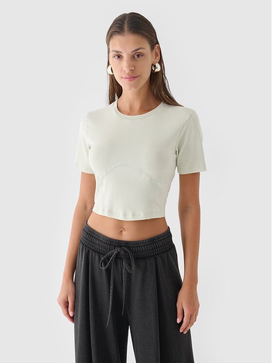 4F 4F Top 4FRAW24TTSHF2581-47S Zielony Slim Fit
