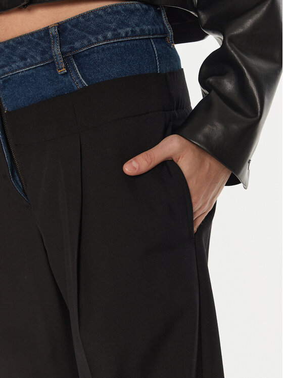 Sisley Sisley Hlače 485XLF05M Crna Wide Leg