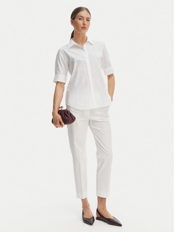 Weekend Max Mara Weekend Max Mara Kalhoty z materiálu Cecco 2615131082 Bílá Regular Fit