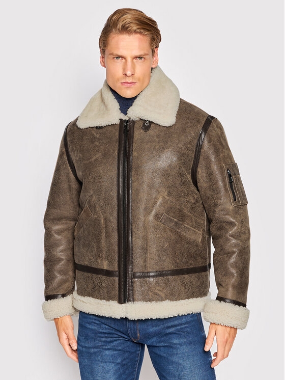 Serge Pariente Serge Pariente Nahkjope New Kennedy Pruun Regular Fit