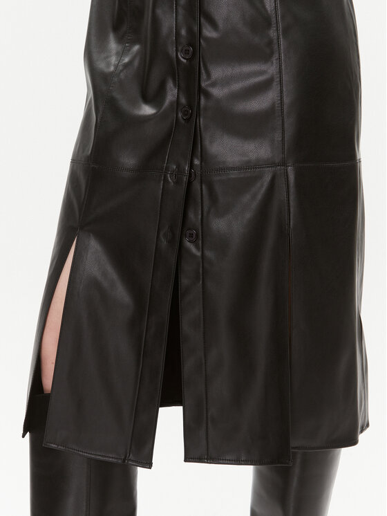 DKNY DKNY Šaty z imitace kůže DD3D4101 Černá Regular Fit