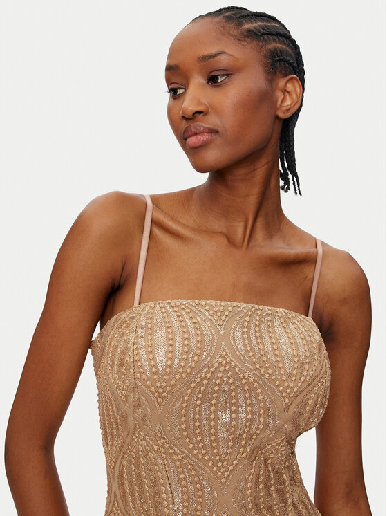 Rinascimento Rinascimento Koktejlové šaty CFC0120098003 Zlatá Regular Fit