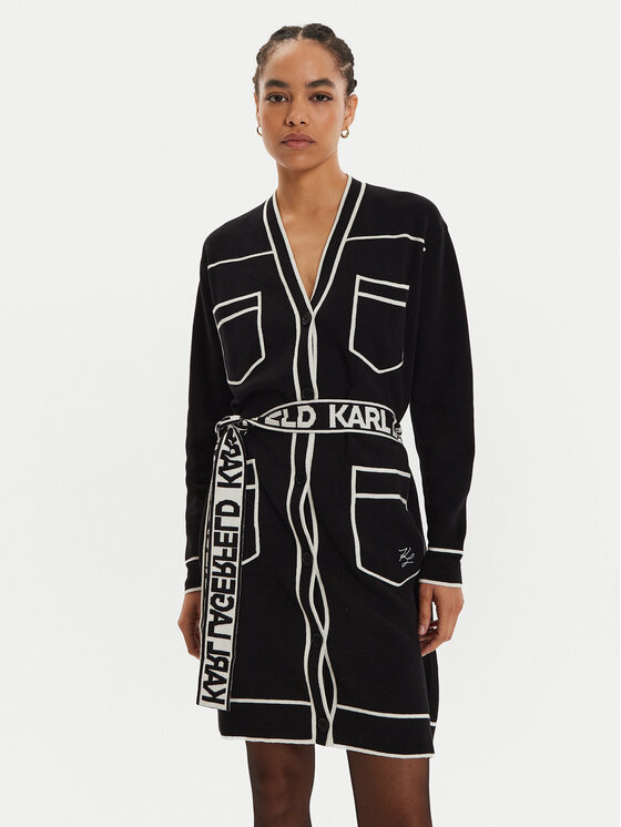 KARL LAGERFELD KARL LAGERFELD Kardiganas 240W2020 Juoda Regular Fit