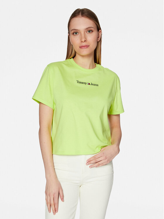 Tommy Jeans Tommy Jeans Tricou Serif Linear DW0DW15049 Verde Regular Fit