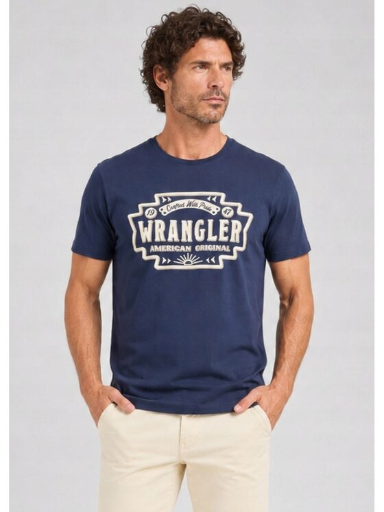 Wrangler Wrangler T-shirt Americana Tee Blu Regular Fit
