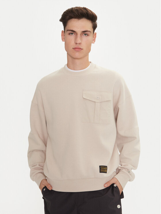 Champion Mikina 220421 Écru Loose Fit