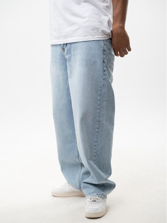 Jigga Wear Jigga Wear Jeansy Spodnie Jeansowe Super Baggy Męskie Sprane Jasne Niebieskie Jigga Wear Crown M Niebieski Baggy Fit
