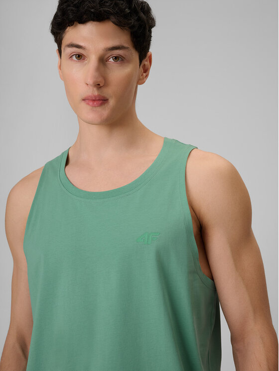 4F 4F Tank top BASIC 5 Turkusowy Regular Fit