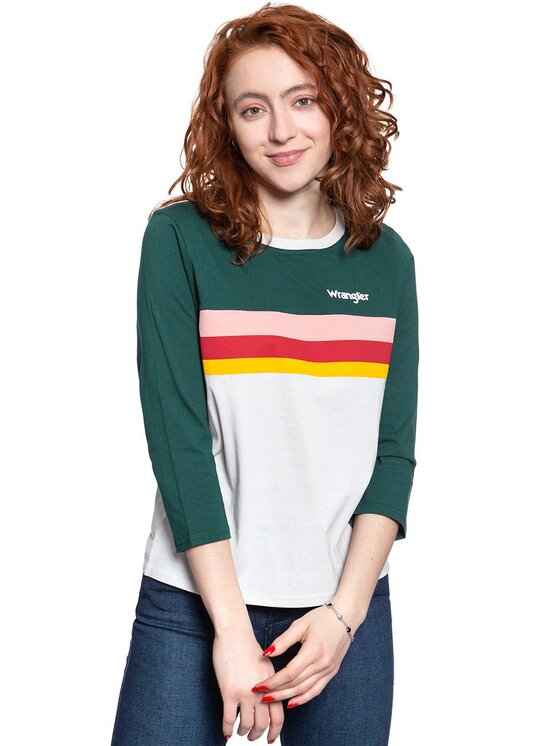Wrangler Wrangler Bluzka RAINBOW TEE Biały Regular Fit