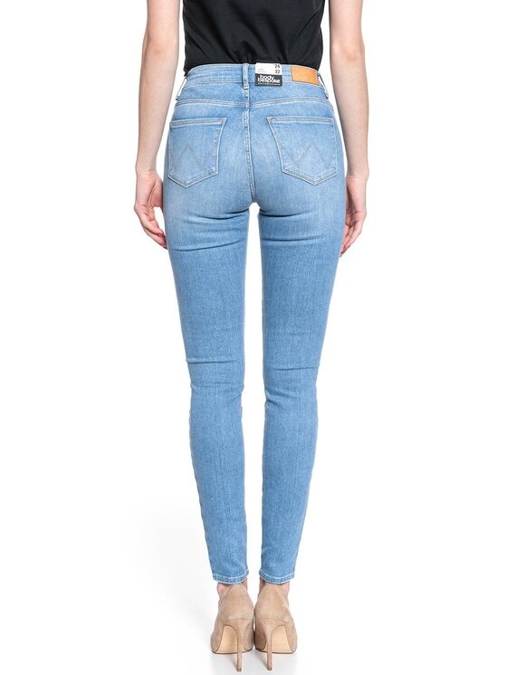 Wrangler Wrangler Jeansy HIGH RISE SKINNY Niebieski Skinny Fit