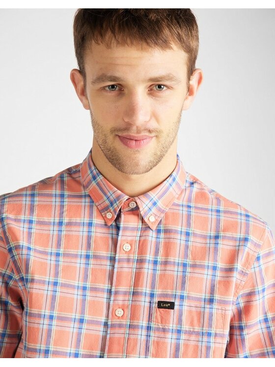 Lee Lee Koszula BUTTON DOWN SS Niebieski Regular Fit