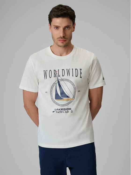 4F 4F T-Shirt LAKESIDE ESCAPE Biały Regular Fit
