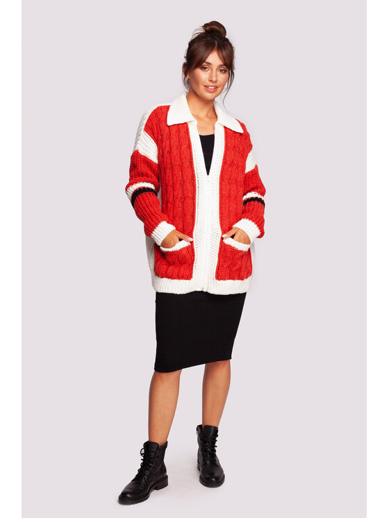 BeWear BeWear Sweter BK094 Czerwony Modern Fit