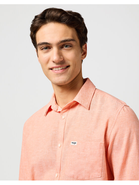 Wrangler Wrangler Koszula 1 PKT SHIRT 112362752 Pomarańczowy Regular Fit