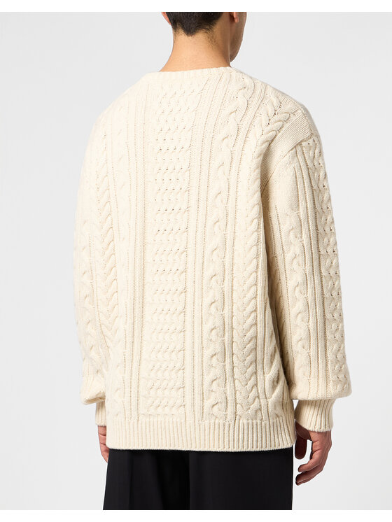 PHILIPP PLEIN PHILIPP PLEIN Sweter 31417 Biały Regular Fit