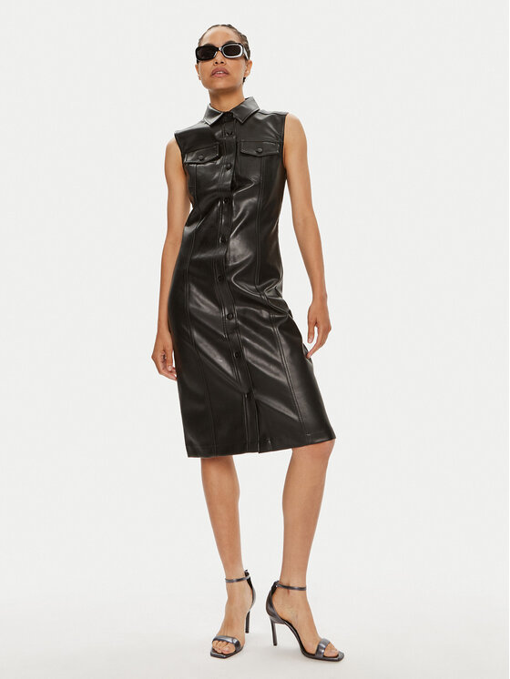 Calvin Klein Jeans Calvin Klein Jeans Rochie din imitație de piele J20J223542 Negru Regular Fit