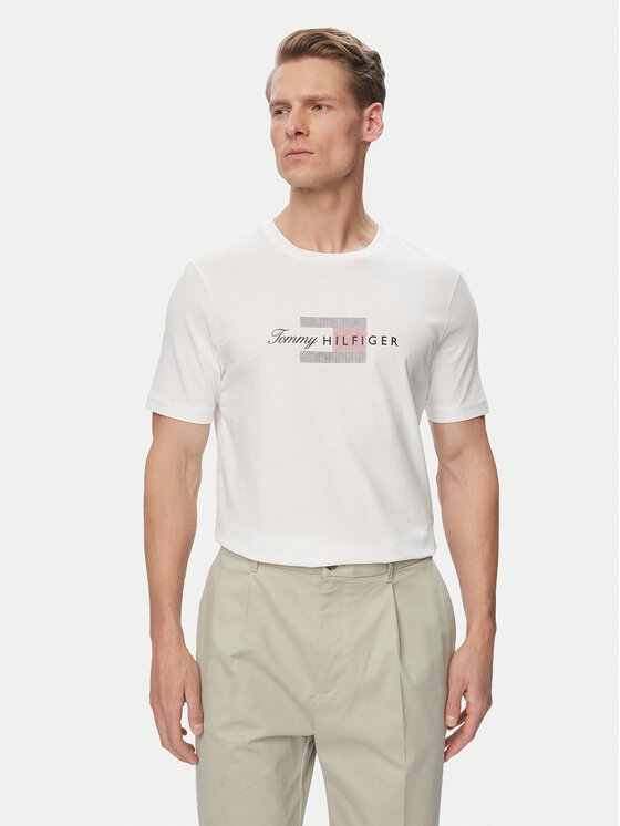 Tommy Hilfiger Tricou MW0MW43226 Alb Regular Fit