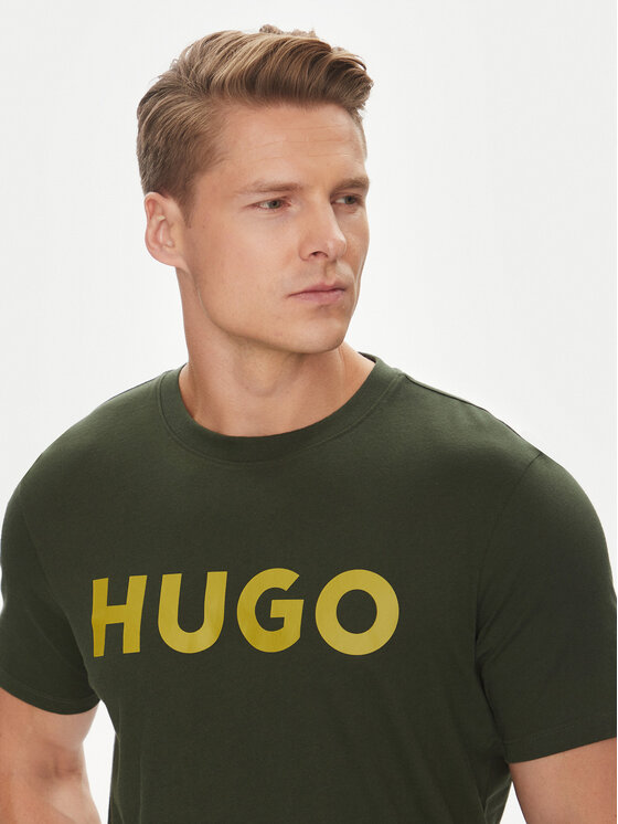 HUGO HUGO Tričko Dulivio 50467556 Zelená Regular Fit