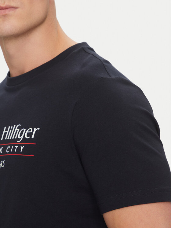 Tommy Hilfiger Tommy Hilfiger Tričko Center Stack MW0MW38621 Tmavomodrá Regular Fit