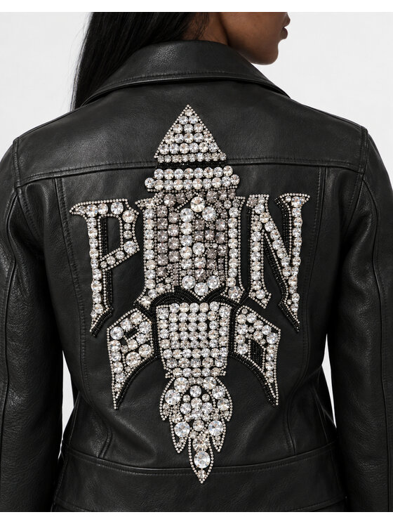 PHILIPP PLEIN PHILIPP PLEIN Kurtka skórzana 31436 Czarny Oversize
