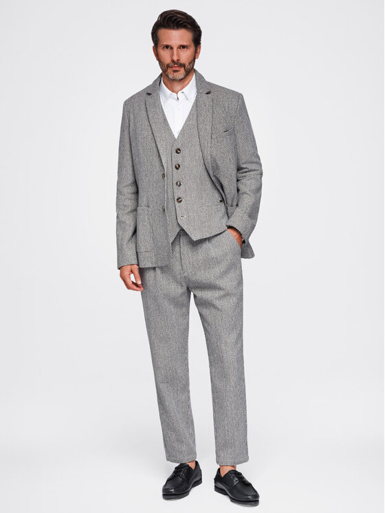 Ombre Ombre Marynarka OM-BLZB-0130 Brązowy jasny Regular Fit