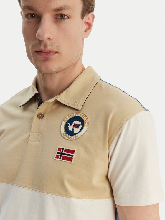 Napapijri Napapijri Tricou polo E-Reflect NP0A4H4B Écru Relaxed Fit