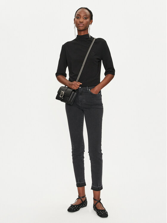 PINKO Pinko Krekls ar augstu apkakli Macchina 104167 A1DE Melns Slim Fit
