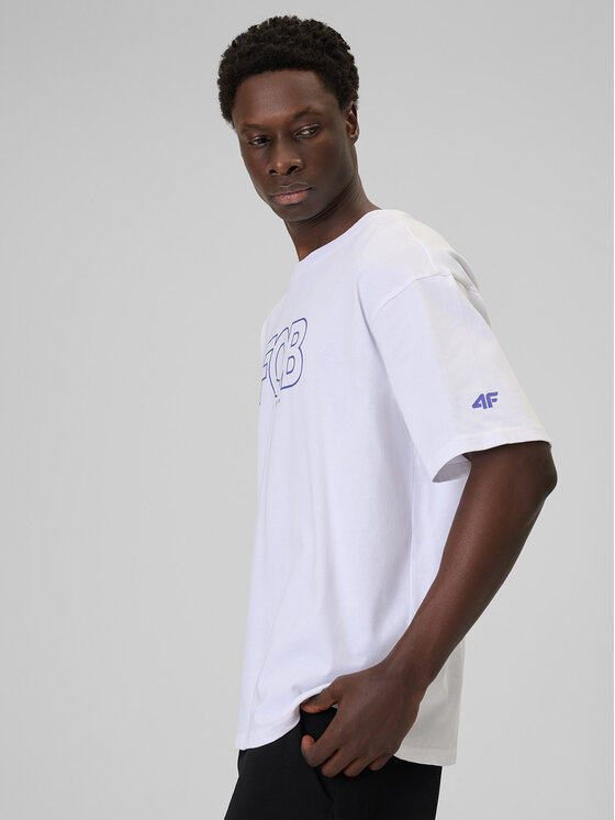 4F 4F T-Shirt FOB Biały Loose Fit