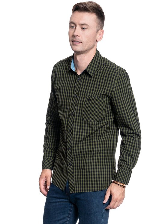 Mustang Mustang Camicia CLEMENS VICHY CHECK Verde Regular Fit