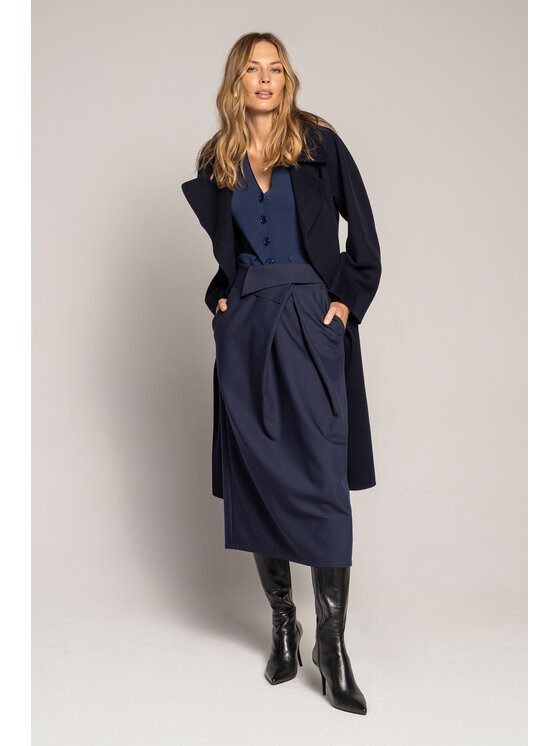 Deni Cler Milano Deni Cler Milano Spódnica maxi T-DC-7050-E5-40-58-1 Granatowy Regular Fit