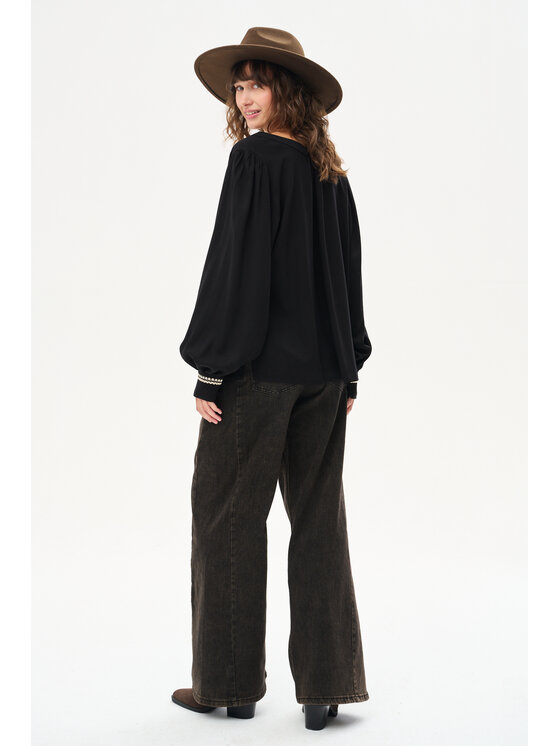 blue shadow blue shadow Bluzka Aza Czarny Regular Fit