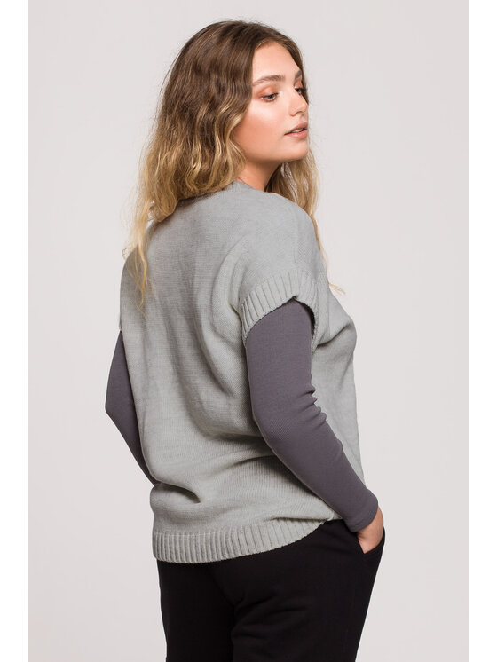 BeWear BeWear Sweter BK076 Szary Comfortable Fit
